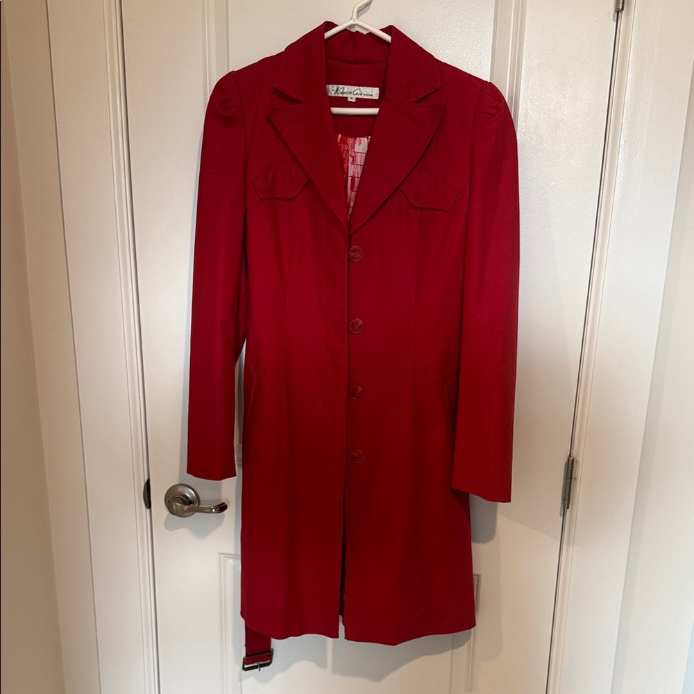 Kenneth Cole New York Red Long Trench Coat